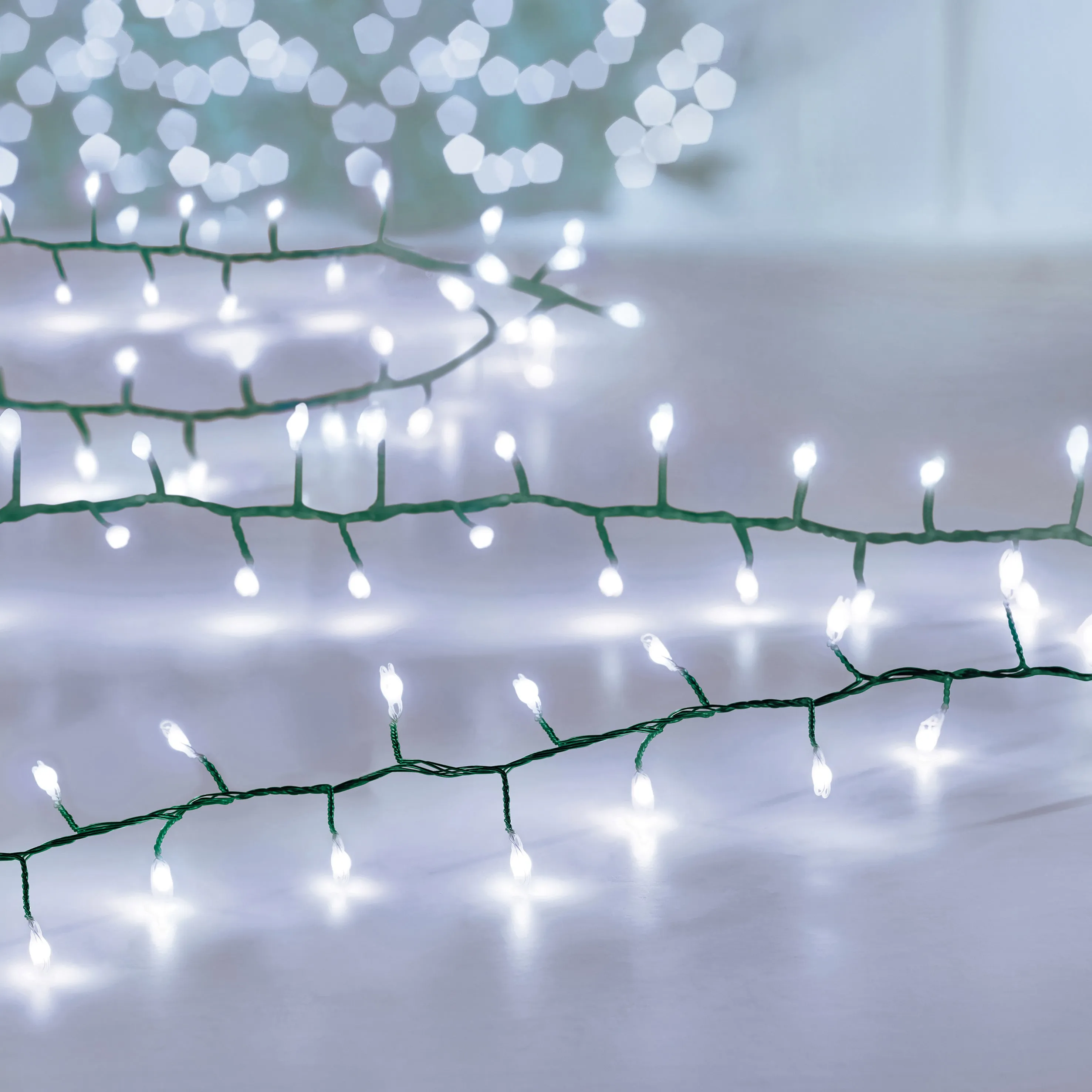 1000 Multi Action LED Ultra TreeBrights with Timer Green Cable- White