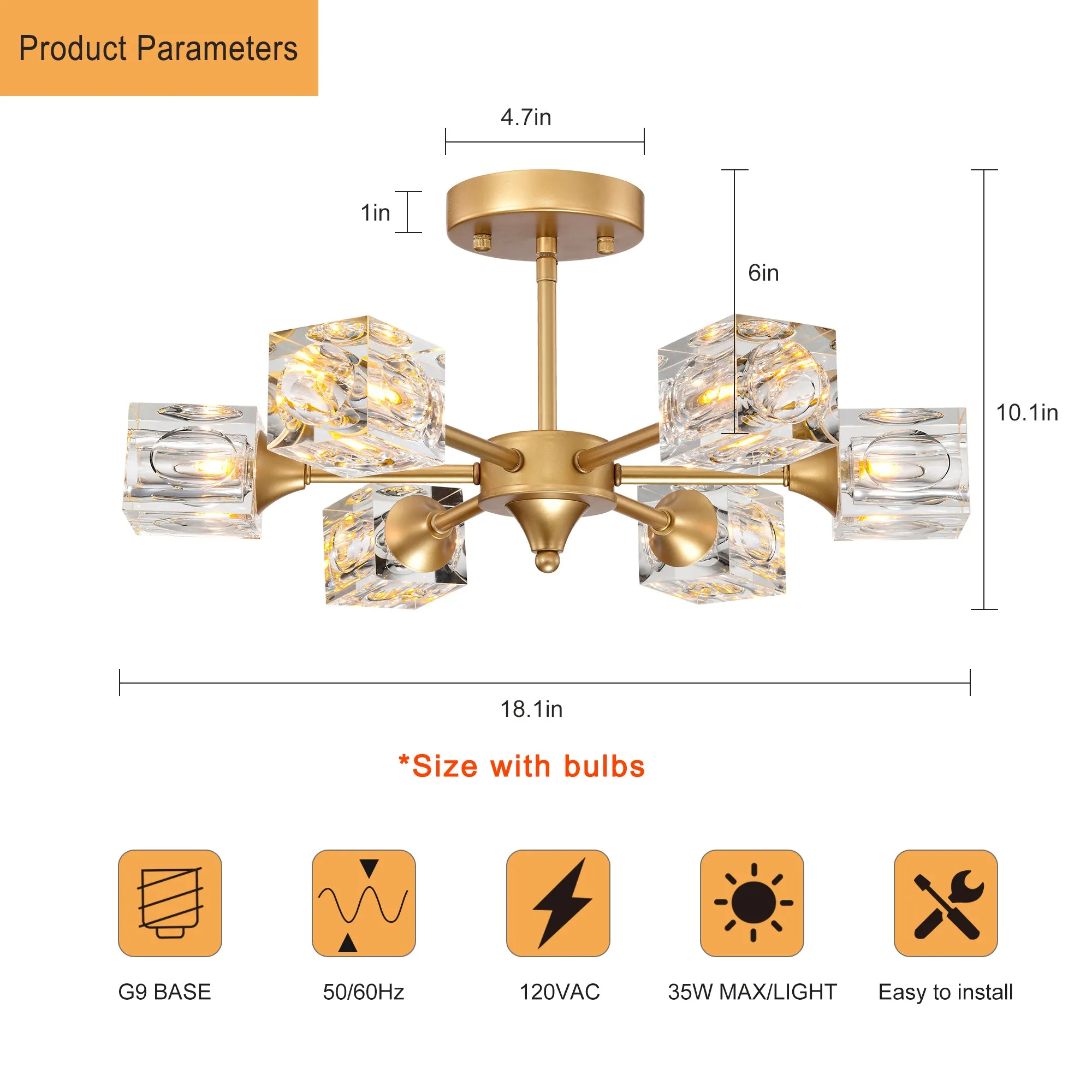 18" Modern Luxury Crystal Chandelier Recessed Ceiling Light Luxury Gold Chandelier