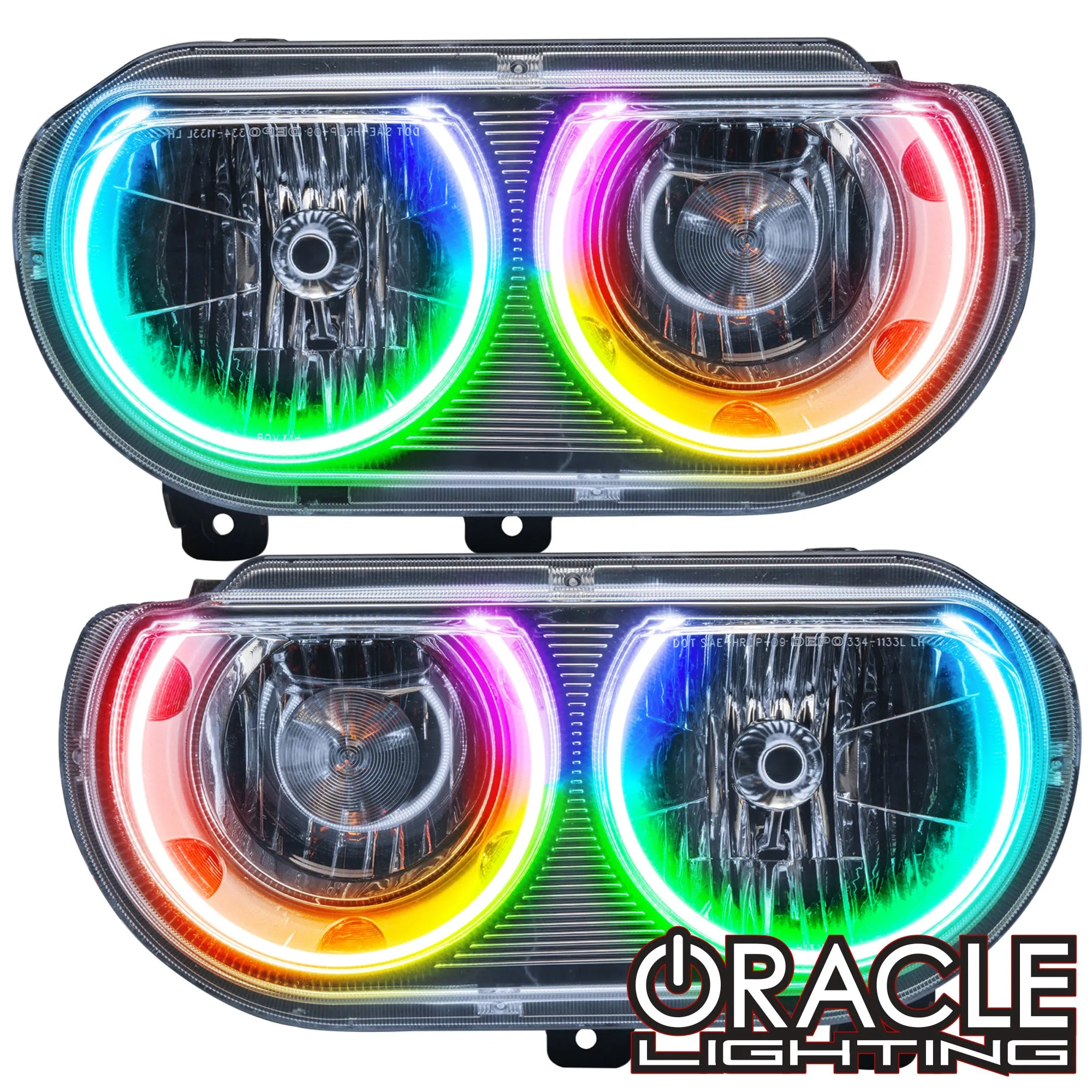 2008-2014 Dodge Challenger Pre-Assembled Headlights-Chrome-(Non-HID) Dynamic ColorSHIFT