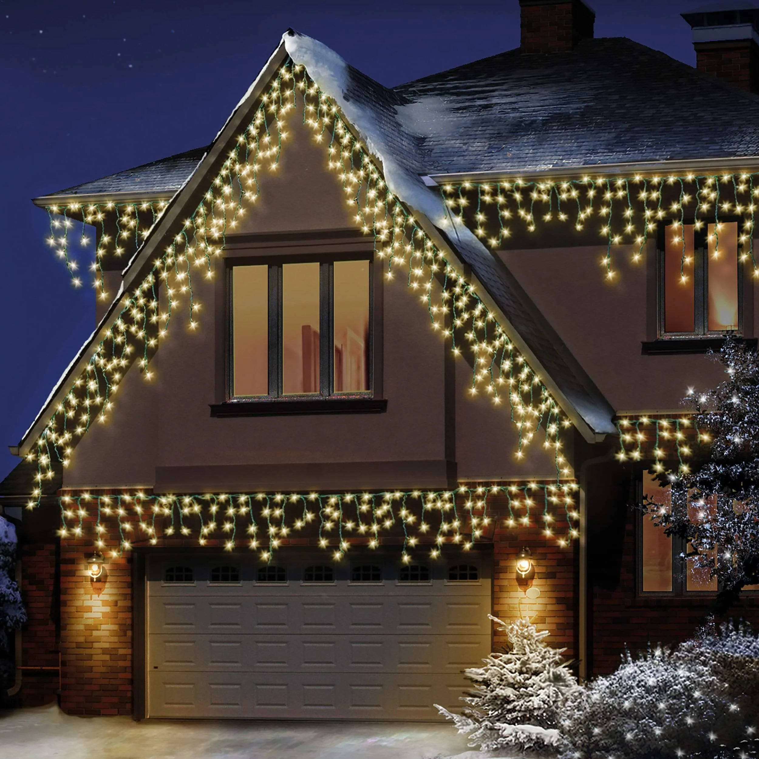 240 Warm White LED Snowing Icicle Lights