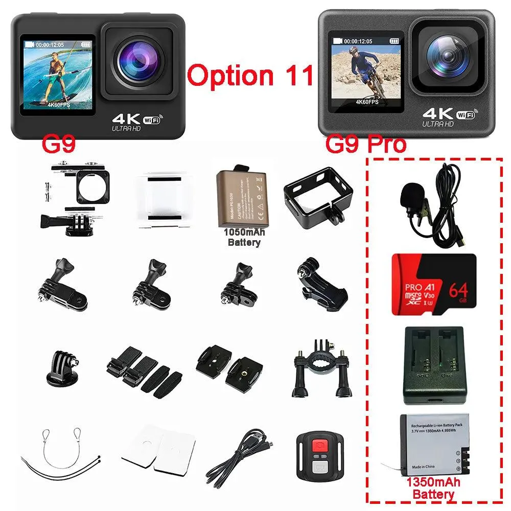 Action Camera 4K 60FPS 24MP 2.0 Touch LCD EIS Dual Screen Wi-Fi