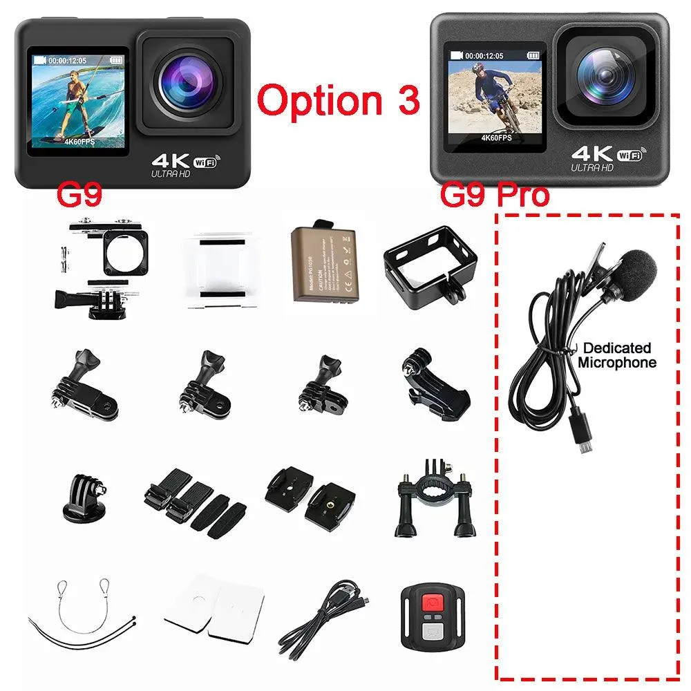 Action Camera 4K 60FPS 24MP 2.0 Touch LCD EIS Dual Screen Wi-Fi