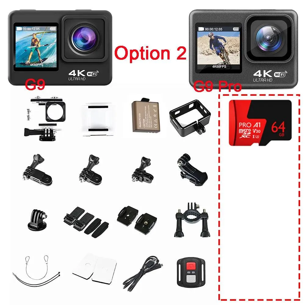 Action Camera 4K 60FPS 24MP 2.0 Touch LCD EIS Dual Screen Wi-Fi