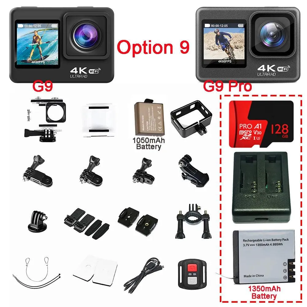 Action Camera 4K 60FPS 24MP 2.0 Touch LCD EIS Dual Screen Wi-Fi