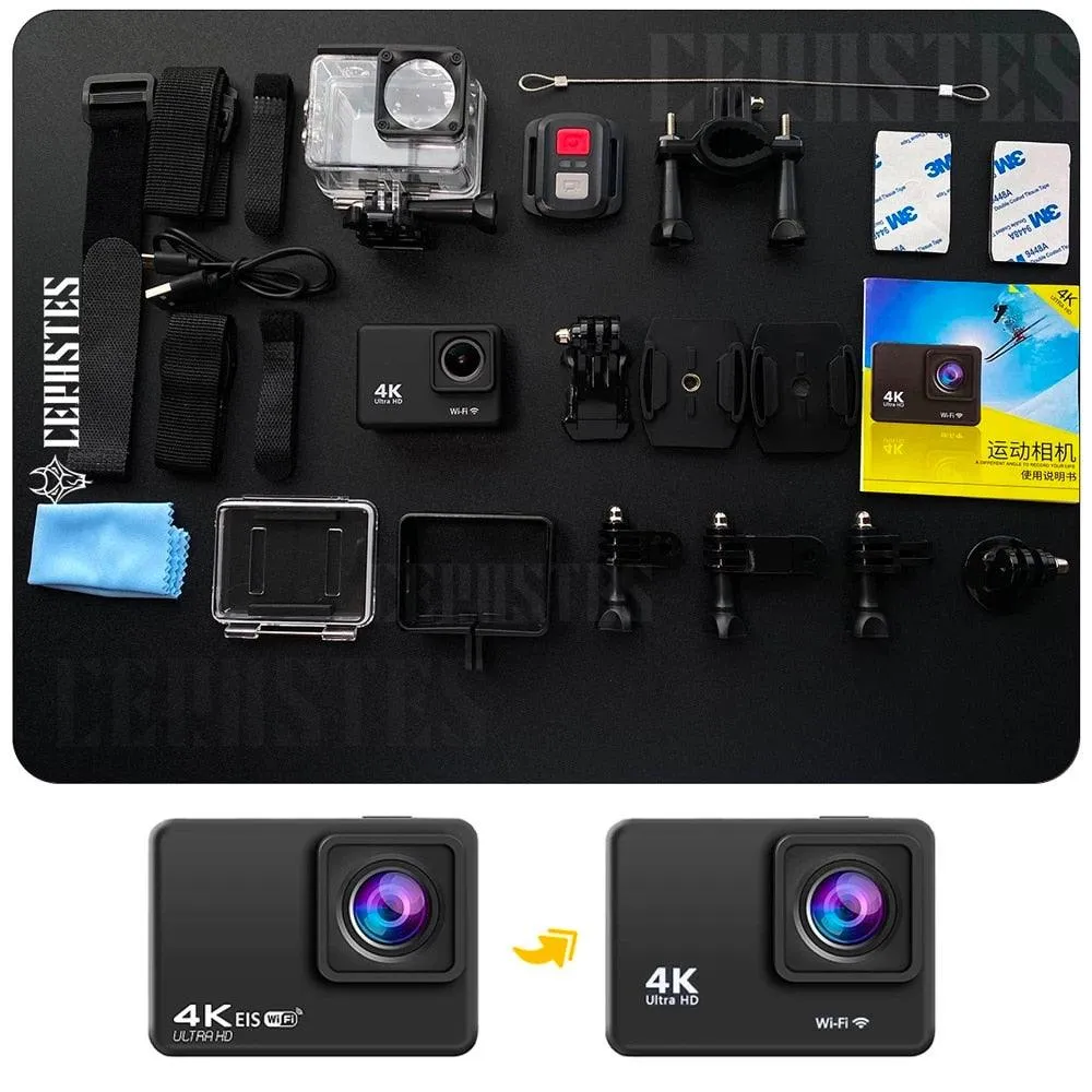 Action Camera 4K 60fps With Remote Control Sport Camera