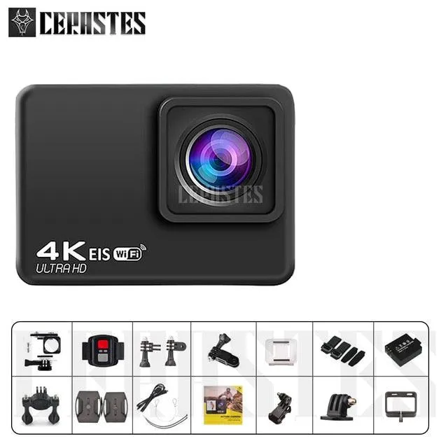 Action Camera 4K 60fps With Remote Control Sport Camera