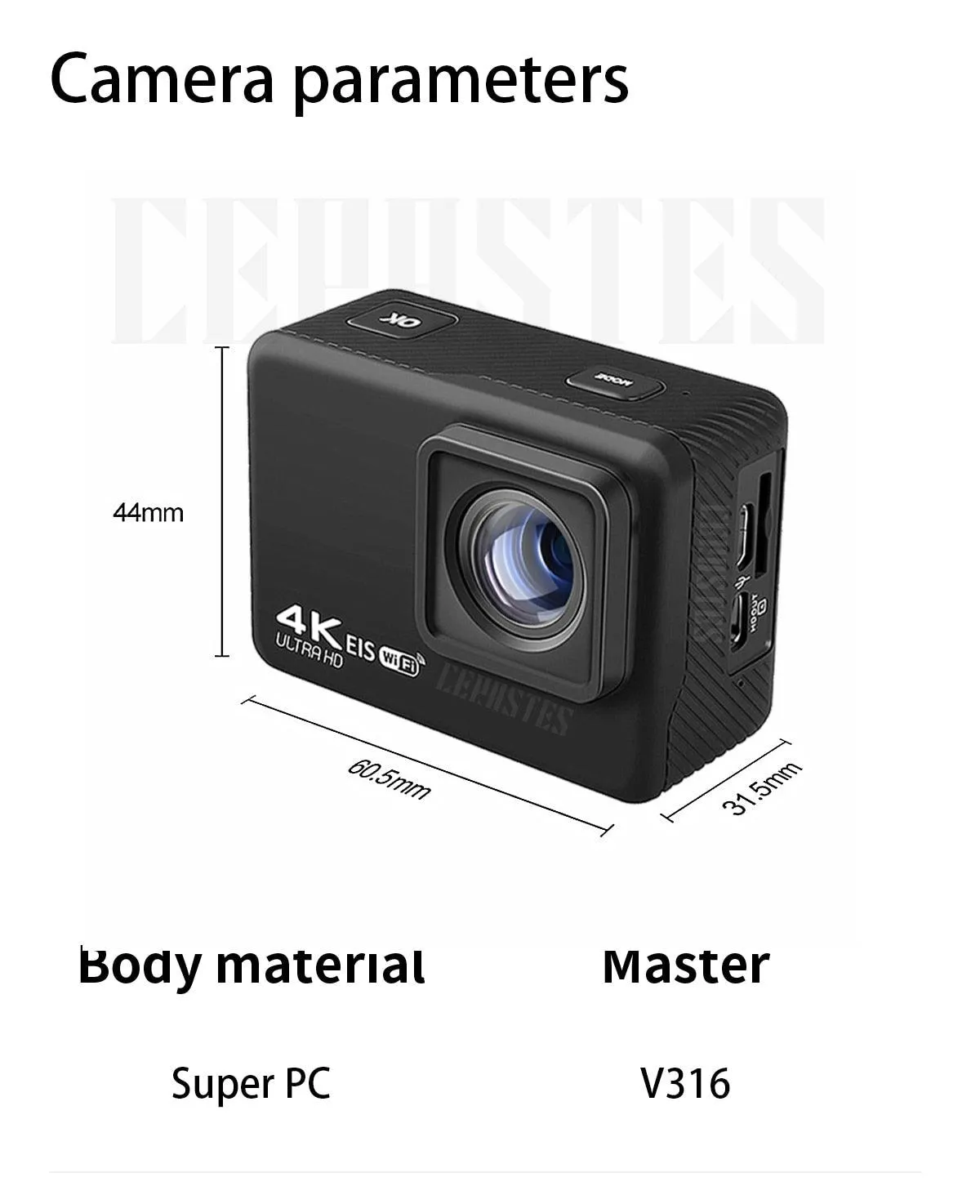 Action Camera 4K 60fps With Remote Control Sport Camera