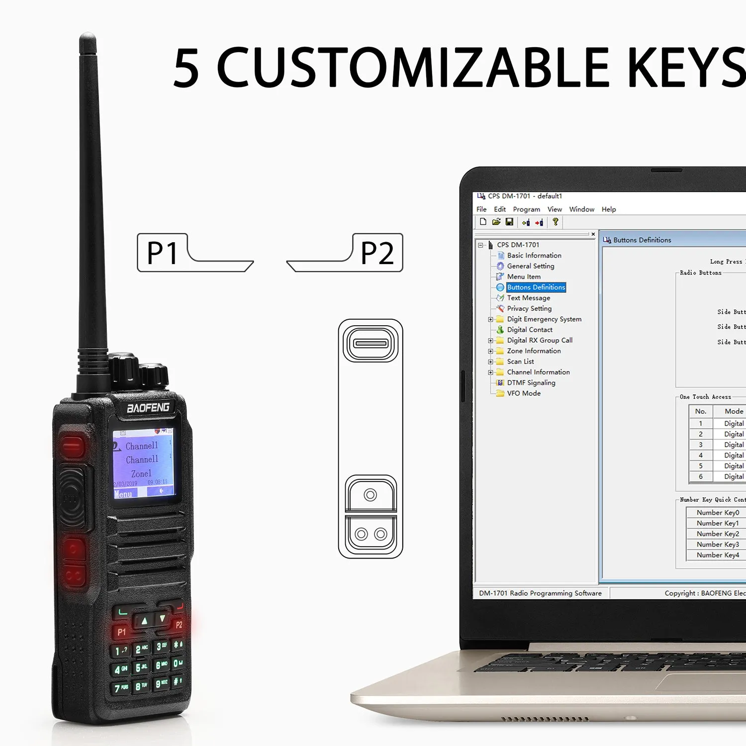 Baofeng DM-1701 DMR | Dual Band | 5W | 120K Contacts Import | SMS Function