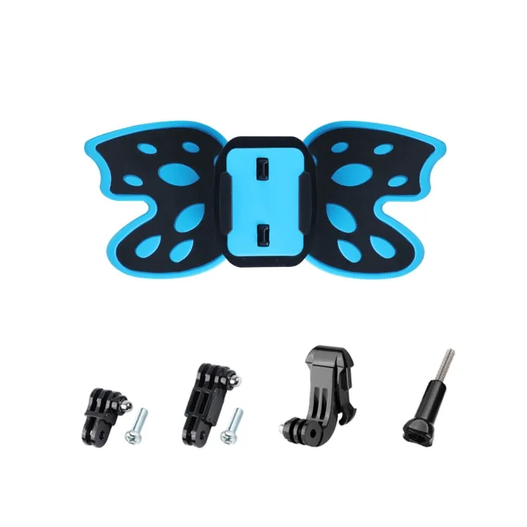 Butterfly Helmet Mount Adapter with 3-Way Pivot Arm & J-Hook Buckle & Long Screw for GoPro, Insta360, DJI and Other Action Cameras (Blue)