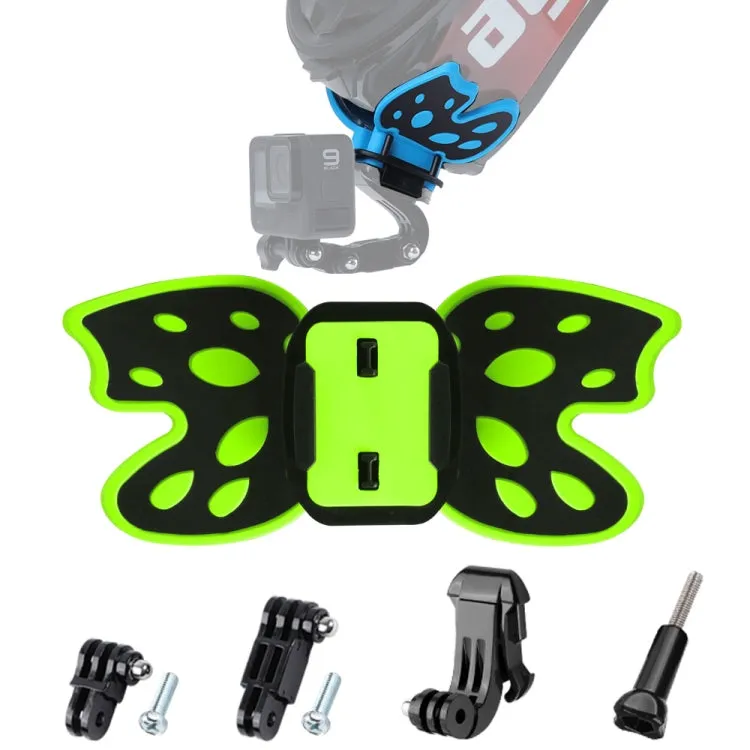 Butterfly Helmet Mount Adapter with 3-Way Pivot Arm & J-Hook Buckle & Long Screw for GoPro, Insta360, DJI and Other Action Cameras (Fluorescent Green)