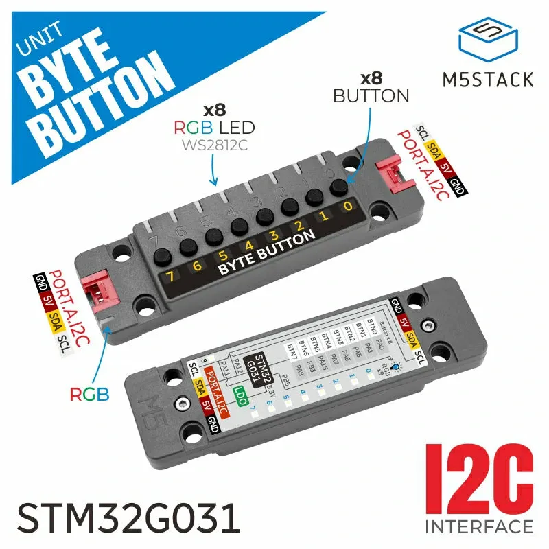 Byte Button Unit with 8x Buttons (STM32G031)