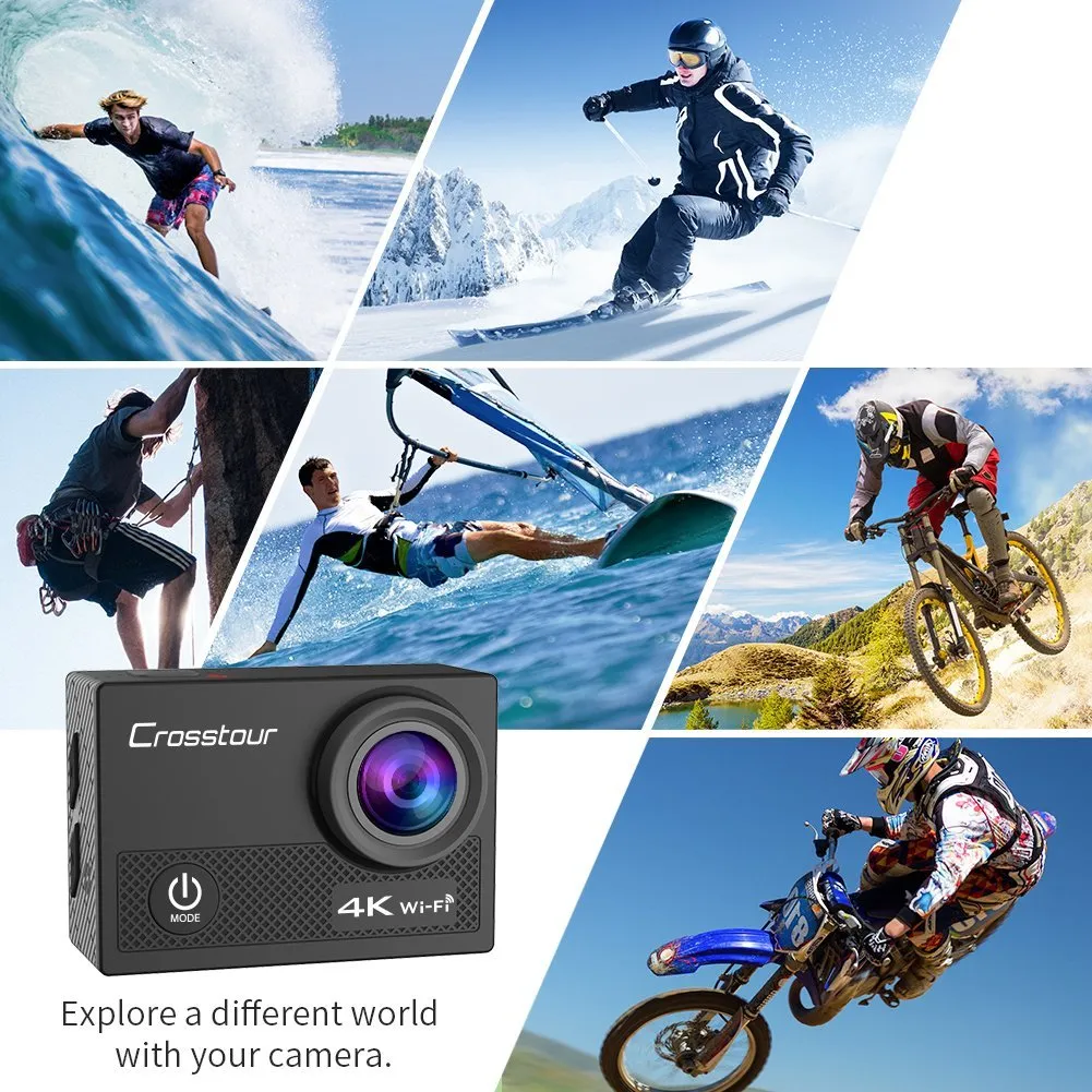 Crosstour Action Waterproof Camera 4K WIFI 16MP Ultra HD with Remote Control