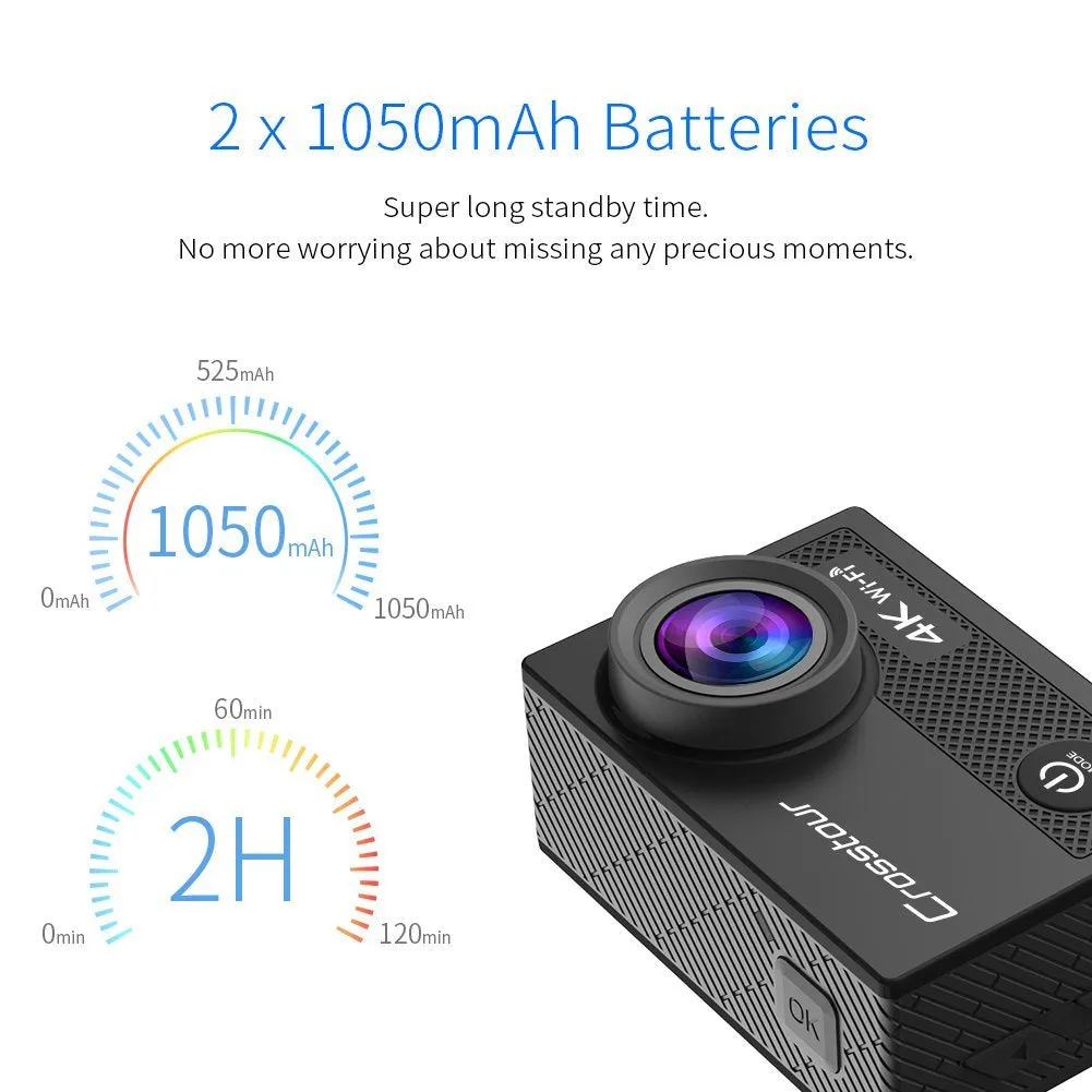 Crosstour Action Waterproof Camera 4K WIFI 16MP Ultra HD with Remote Control