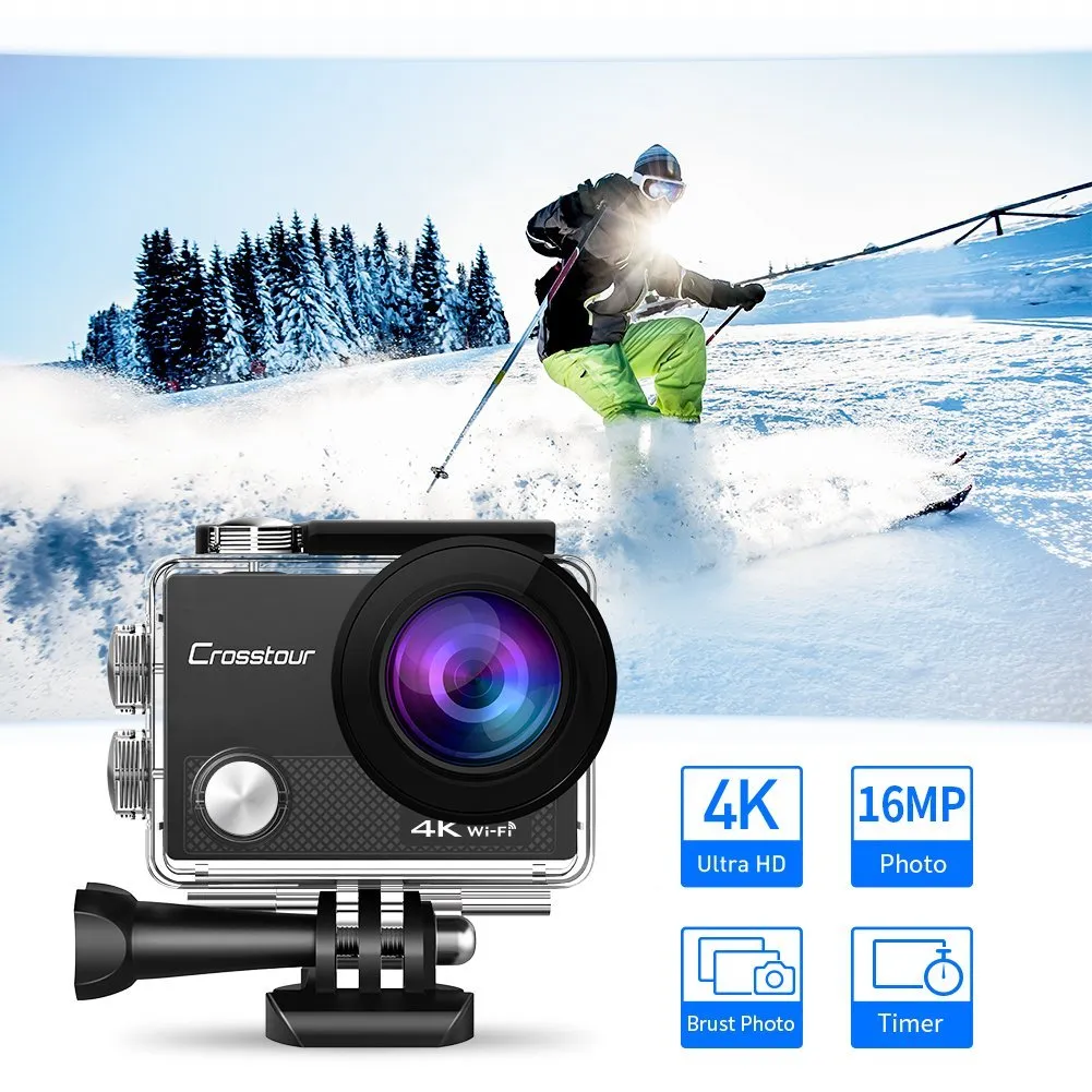 Crosstour Action Waterproof Camera 4K WIFI 16MP Ultra HD with Remote Control