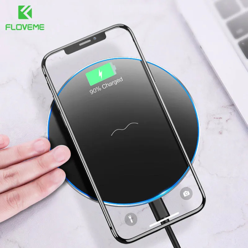 FLOVEME Qi Wireless Charger for Samsung S9 S8 plus S7 edge 10W Fast Wireless Charging Charger for iPhone X 8 8 plus Chargers Pad