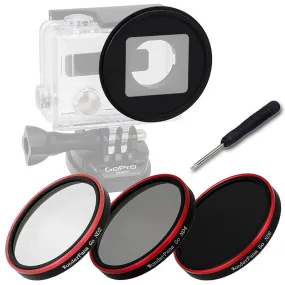 Fotodiox Pro WonderPana Go H3  Neutral Density Kit - GoTough Filter Adapter System f/ GoPro HERO3 /4 Slimline Skeleton or Underwater Housing with Three Neutral Density Filters (ND2, ND4, ND8)