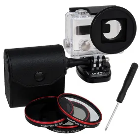 Fotodiox Pro WonderPana Go H3  Standard Kit - GoTough Filter Adapter System f/ GoPro HERO3 /4 Slimline Skeleton or Underwater Housing with Three Filters (UV, CPL, ND8)