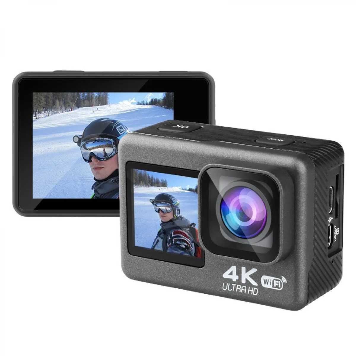 K&F Concept 4K60FPS dual-screen waterproof sports camera support WIFI control remote control anti-shake black