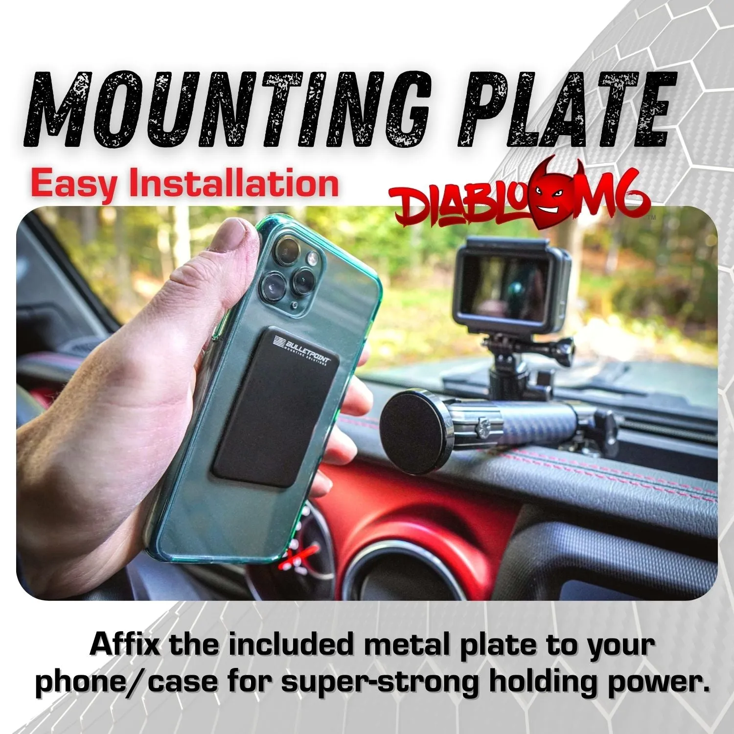 Metal Series 2013-2018 RAM Truck & 2019  RAM 1500 Classic DiabloM6 Dash Phone Mount with Dual 20mm Balls - Single Magnetic