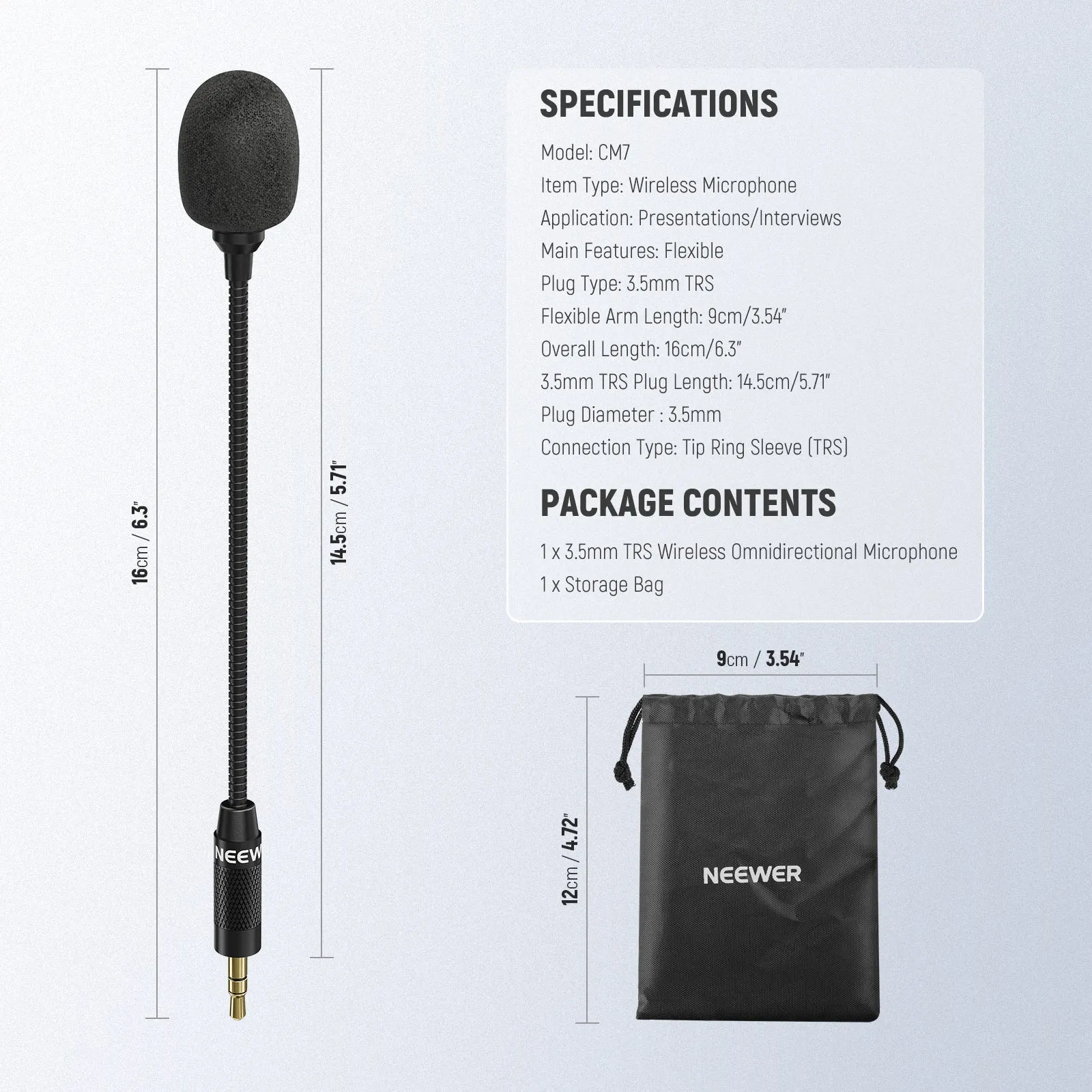 NEEWER CM7 3.5mm TRS Omnidirectional Condenser Microphone