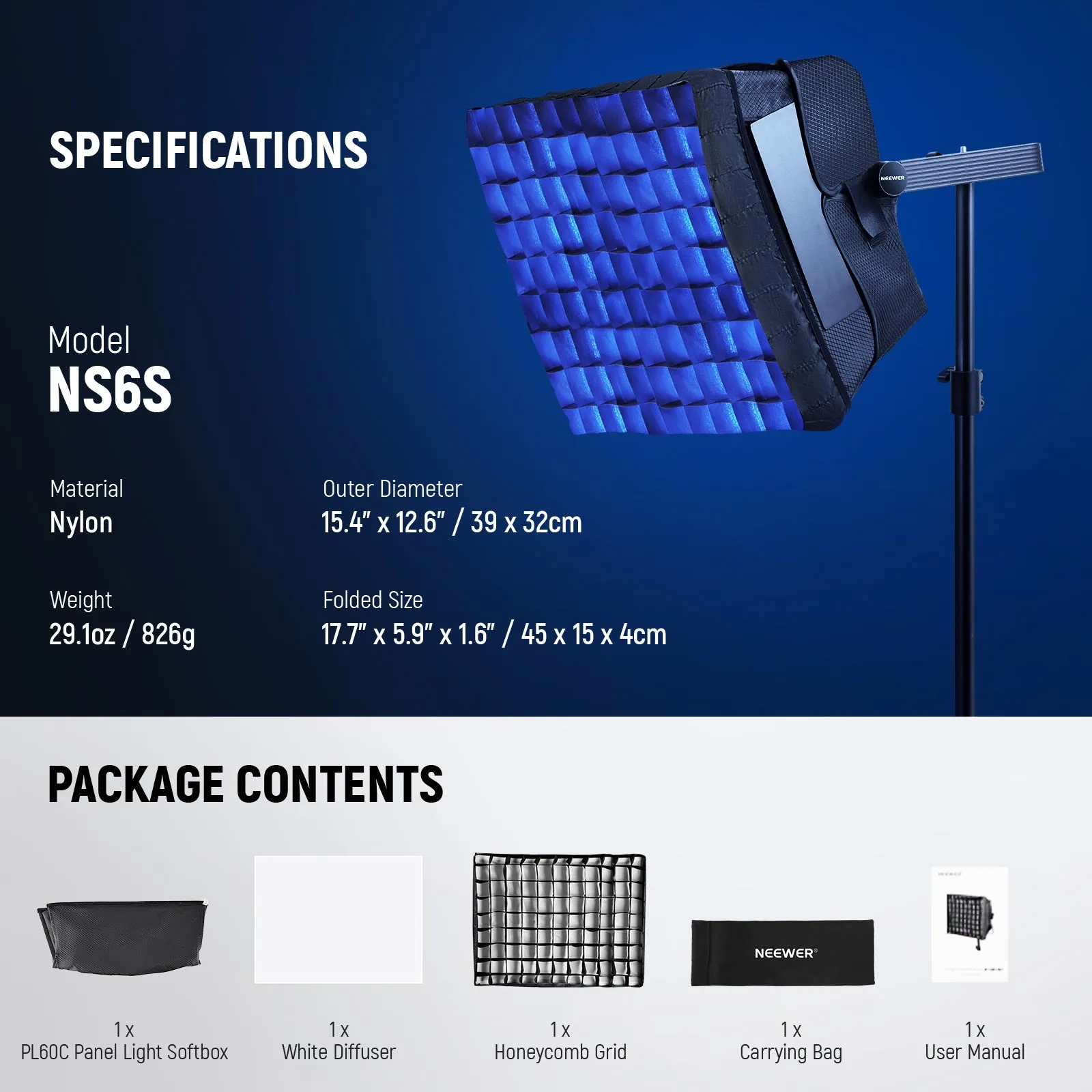 NEEWER Softbox Diffuser for PL60C RGB LED Video Light Panel