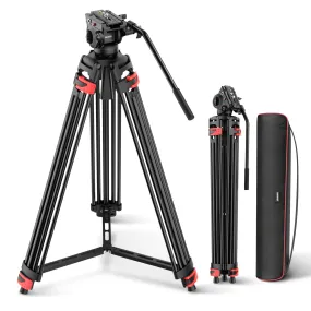 NEEWER TP37 74" Metal Video Tripod with Fluid Head