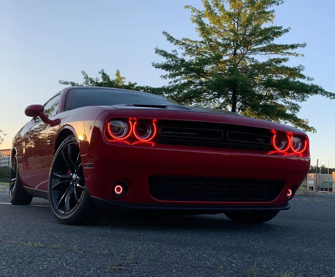 ORACLE Lighting 2015-2023 Dodge Challenger Dynamic ColorSHIFT Surface Mount Headlight & Fog Light Halo Kit - Combo