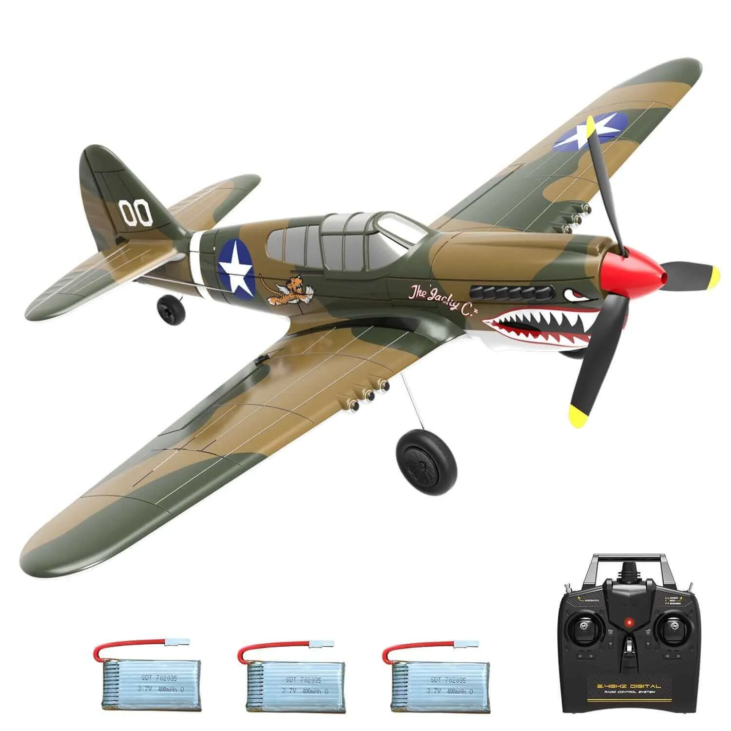 Aerobatic P-40 Warbird RC Fighter Plane with 400mm Wingspan & 4-Channel Control