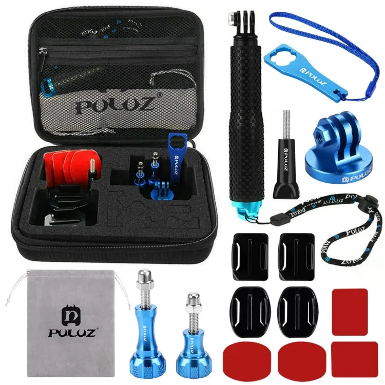 PULUZ 16 in 1 CNC Metal Accessories Combo Kits with EVA Case (Screws   Surface Mounts   Tripod Adapter   Extendable Pole Monopod   Storage Bag   Wrench) for GoPro, Insta360, DJI and Other Action Cameras