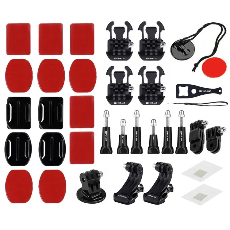 PULUZ 45 in 1 Accessories Ultimate Combo Kits (Chest Strap   Suction Cup Mount   3-Way Pivot Arms   J-Hook Buckle   Wrist Strap   Helmet Strap   Surface Mounts   Tripod Adapter   Storage Bag   Handleb ...  for GoPro, Insta360, DJI and Other Action Cameras