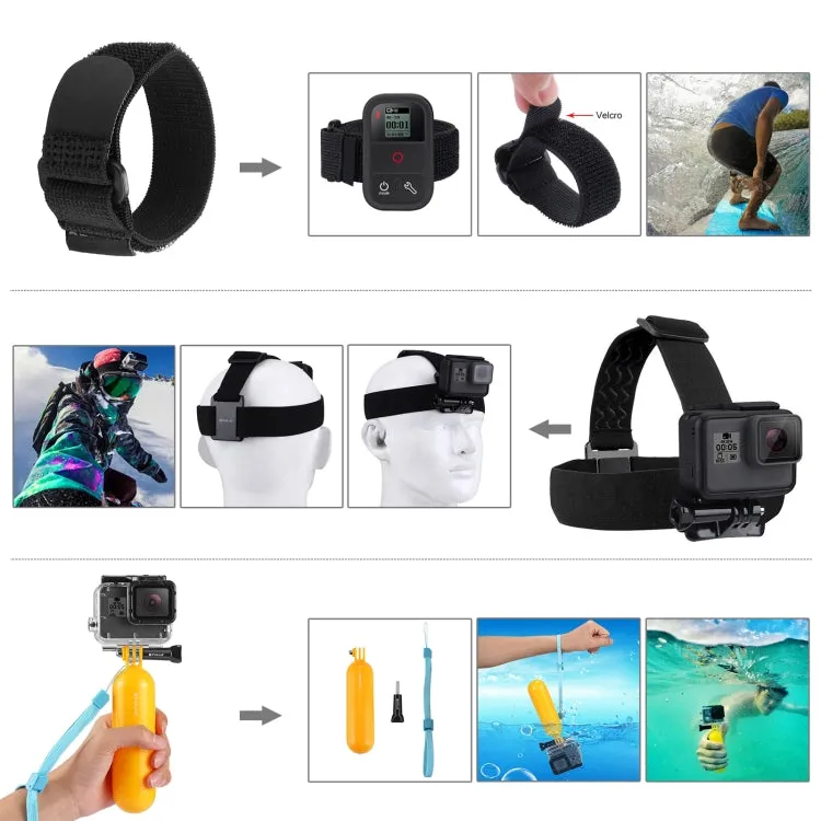 PULUZ 50 in 1 Accessories Total Ultimate Combo Kits with EVA Case (Chest Strap   Suction Cup Mount   3-Way Pivot Arms   J-Hook Buckle   Wrist Strap   Helmet Strap   Extendable Monopod   Surface Mounts ...  for GoPro, Insta360, DJI and Other Action Cameras