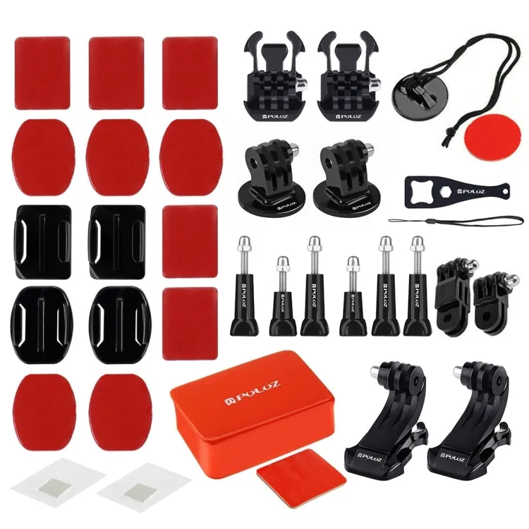 PULUZ 53 in 1 Accessories Total Ultimate Combo Kits (Chest Strap   Suction Cup Mount   3-Way Pivot Arms   J-Hook Buckle   Wrist Strap   Helmet Strap   Extendable Monopod   Surface Mounts   Tripod Adap ...  for GoPro, Insta360, DJI and Other Action Cameras