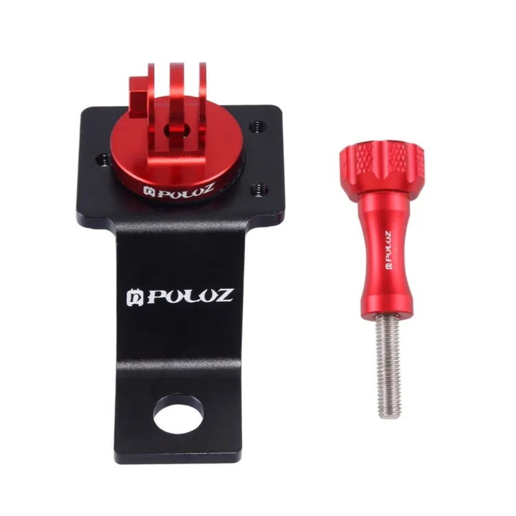 PULUZ Aluminum Alloy Motorcycle Fixed Holder Mount with Tripod Adapter & Screw for GoPro, Insta360, DJI and Other Action Cameras(Red)