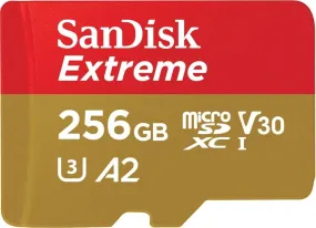 SanDisk 256GB Extreme microSDXC Card - Up to 190MB/s, A2 App Performance, UHS-I, Class 10, U3, V30 - For Mobile Gaming