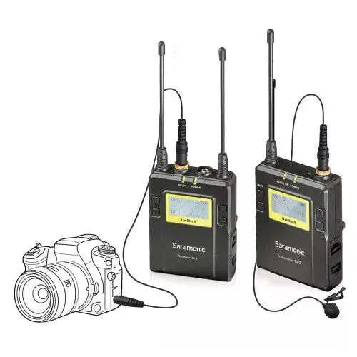 Saramonic UwMic9 RX9 TX9 UHF Wireless Microphone System with Portable Dual-Channel Camera-Mountable Receiver - 1 Year Warranty