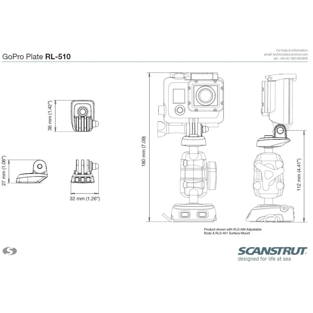 Scanstrut Rokk Mini Top Plate For GoPro