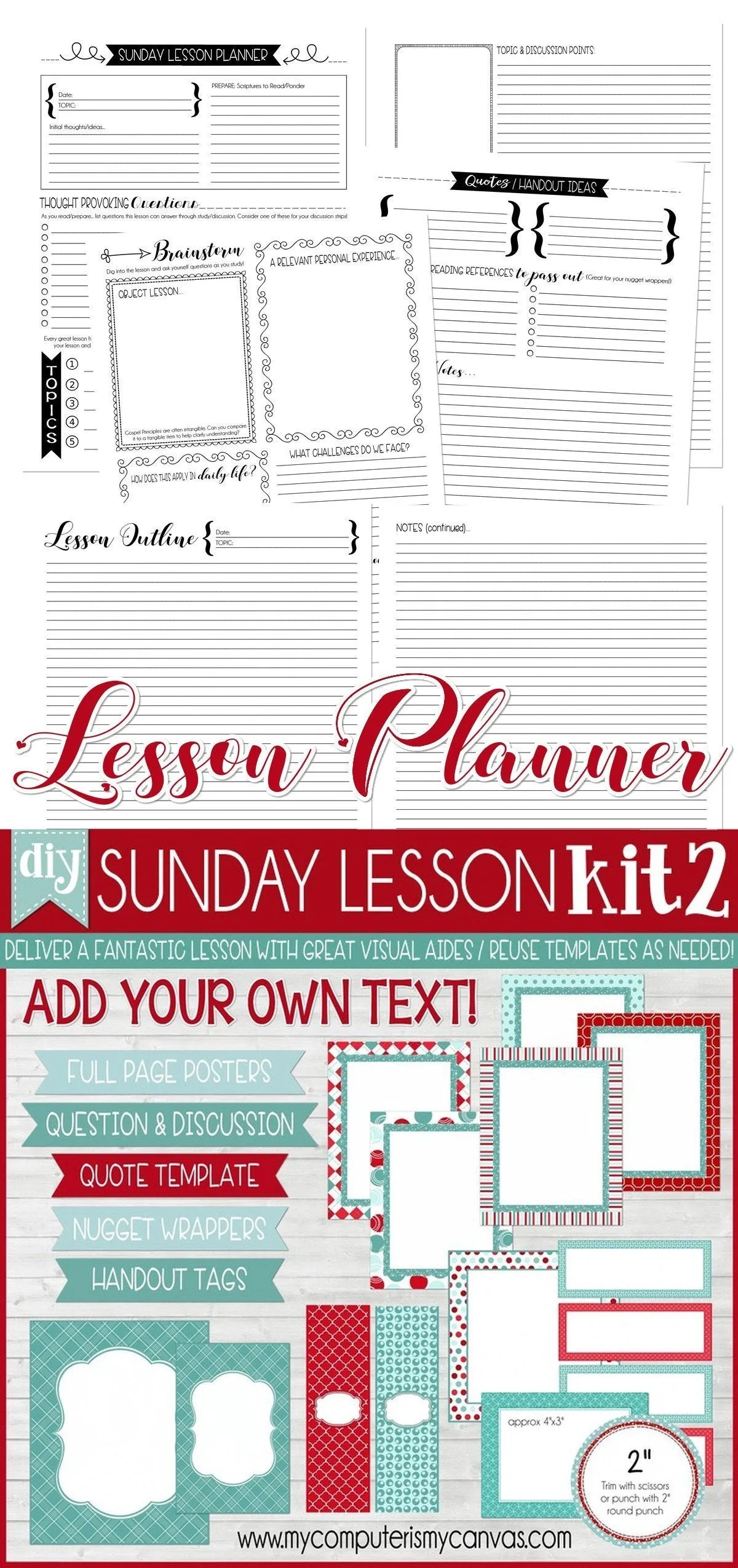 Sunday Lesson Kit #2 {Blank Editable Template} PRINTABLE