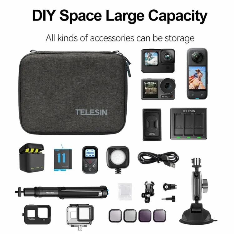 TELESIN Sports Camera Accessories Storage Bag For GoPro HERO / DJI Action / Insta360 etc.