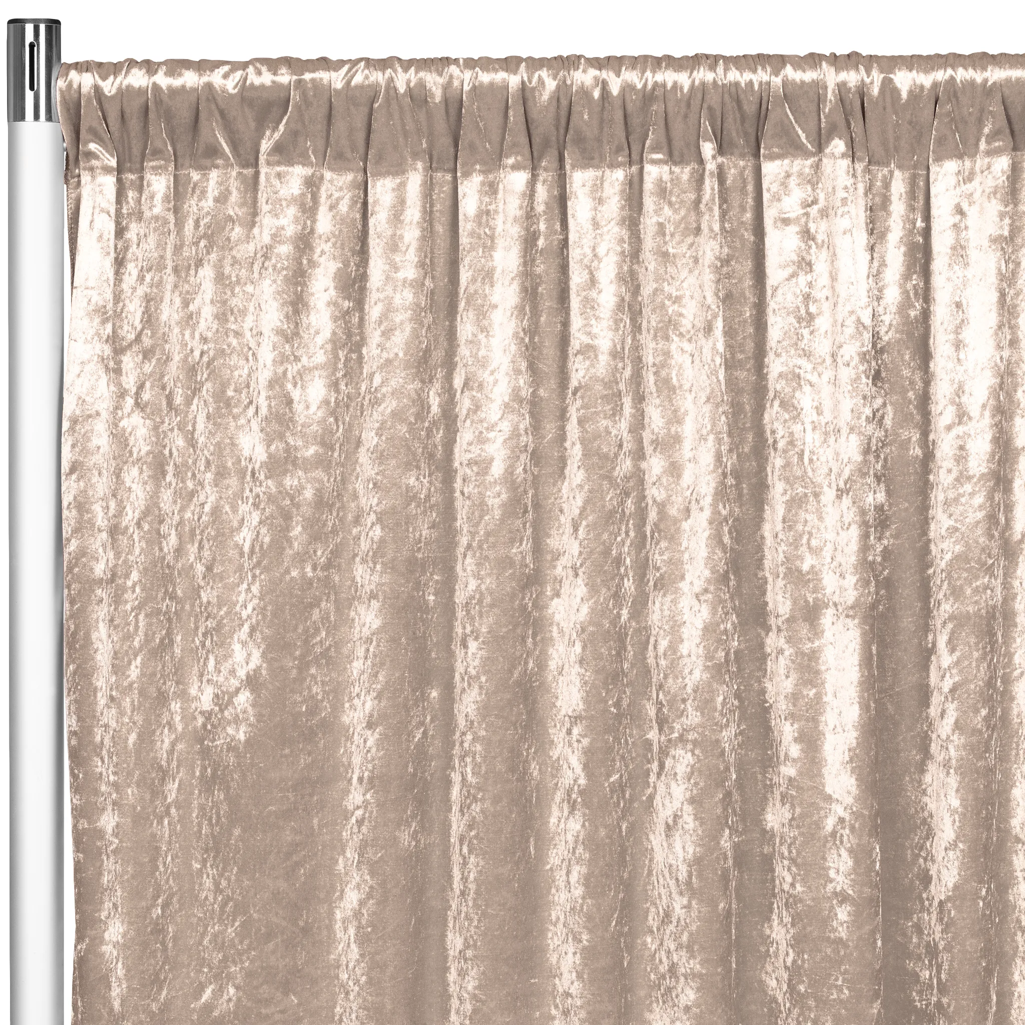 Velvet 12ft H x 52" W Drape/Backdrop Curtain Panel - Beige