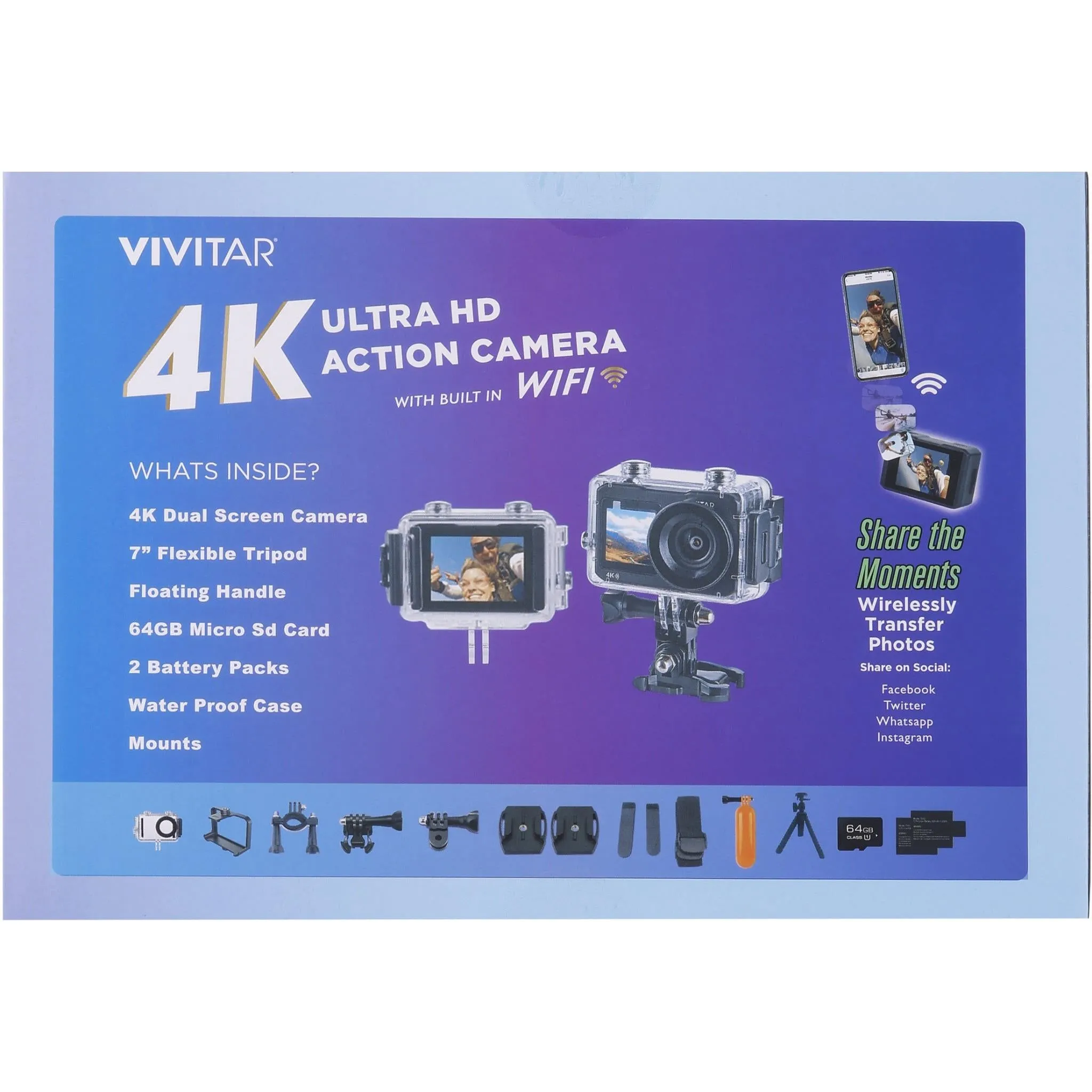 Vivitar 4K Ultra HD Action Camera Kit with Wi-Fi