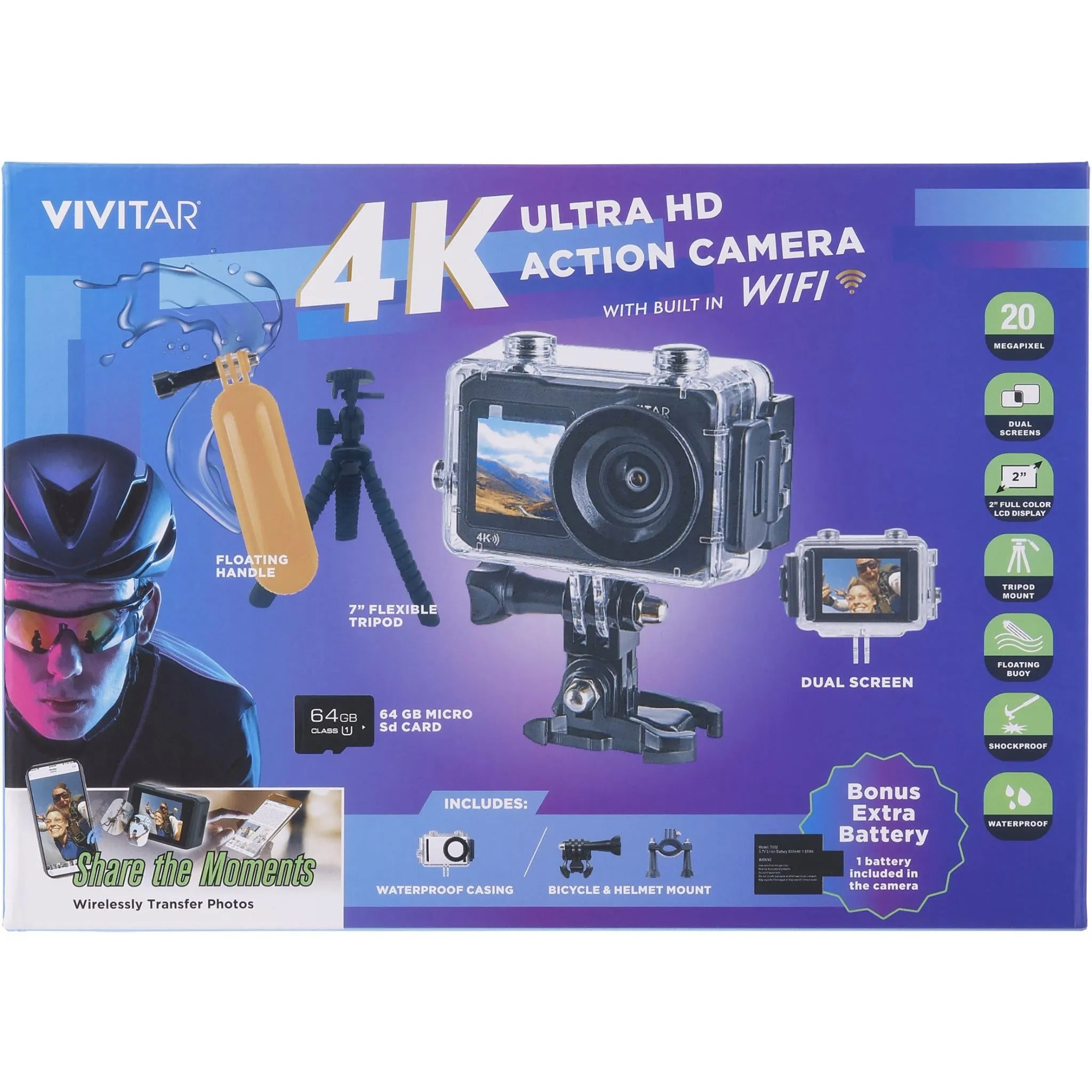 Vivitar 4K Ultra HD Action Camera Kit with Wi-Fi