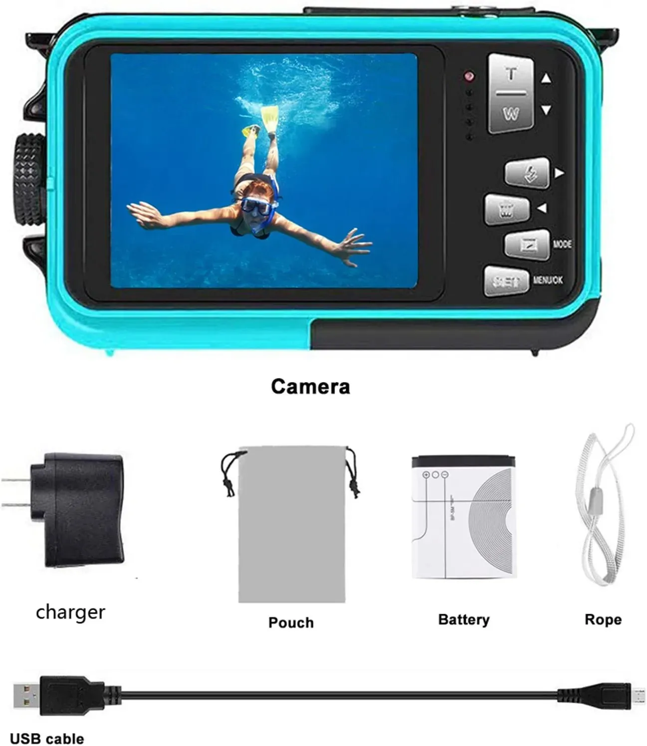 Waterproof Digital Camera Underwater Camera Full HD 2.7K 48 MP Video Recorder Selfie Dual Screens 16X Digital Zoom Flashlight Waterproof Camera for Snorkeling (DV806)…