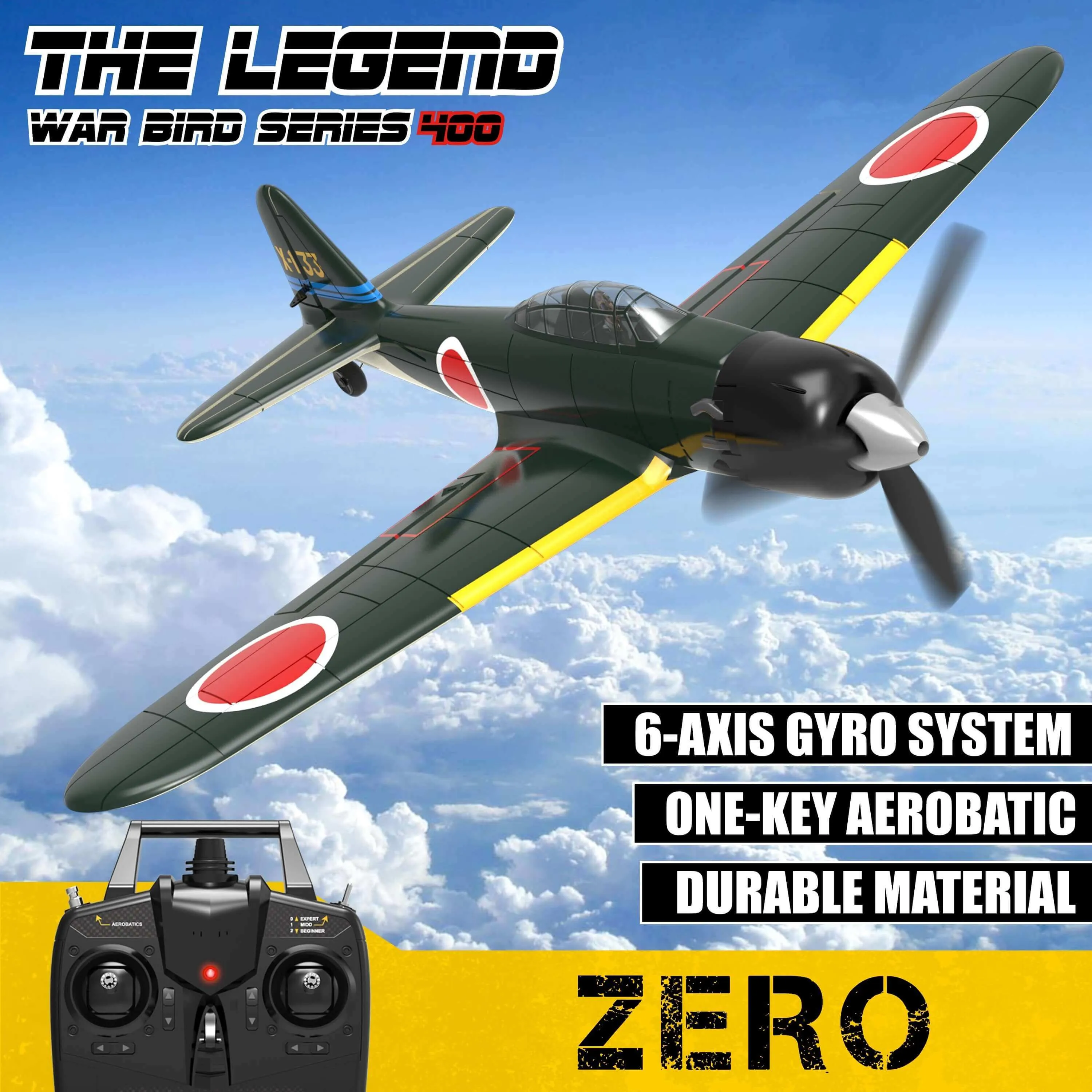 Zero Warbird RC Plane: 2.4G 4CH Aerobatic Fighter with 400mm Wingspan