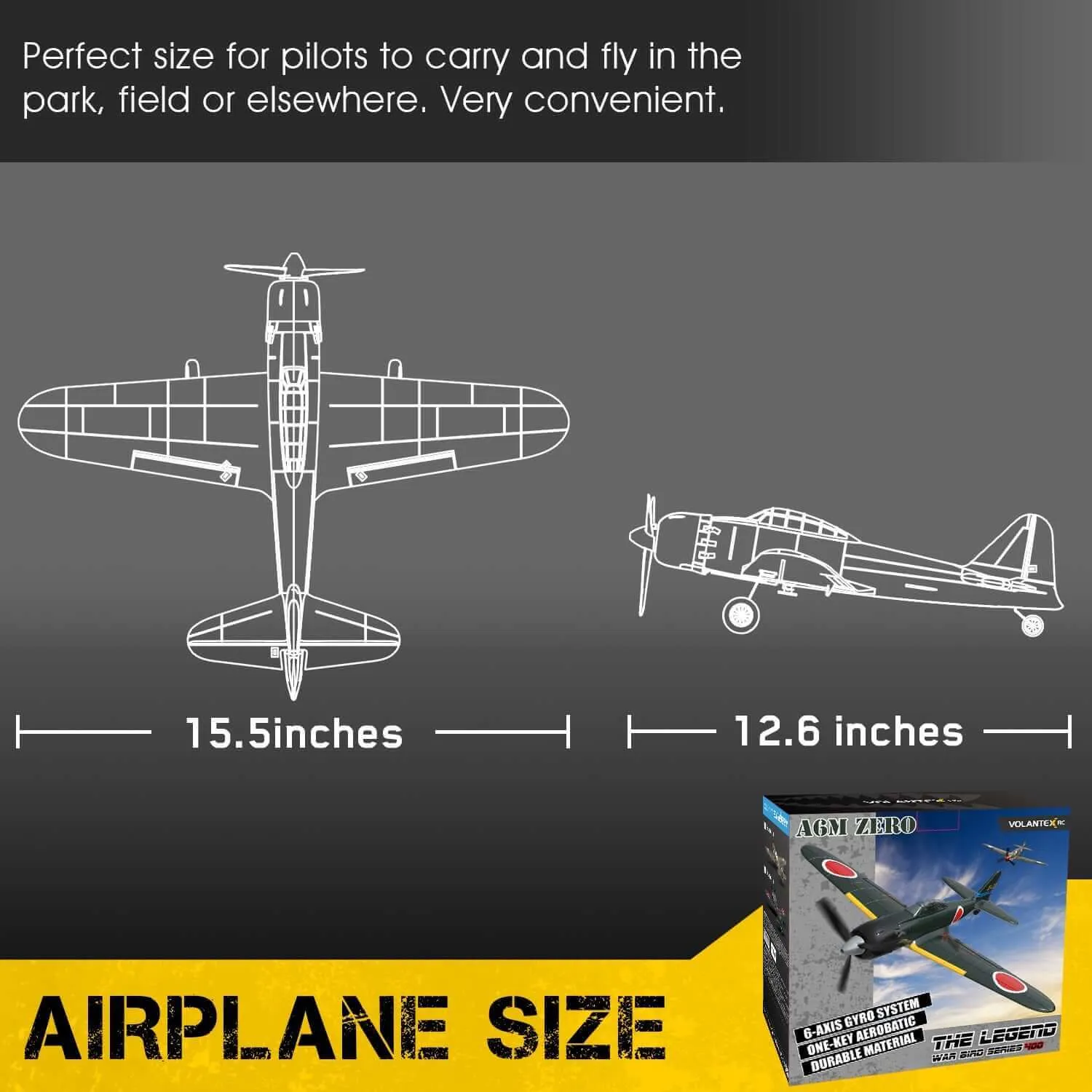 Zero Warbird RC Plane: 2.4G 4CH Aerobatic Fighter with 400mm Wingspan