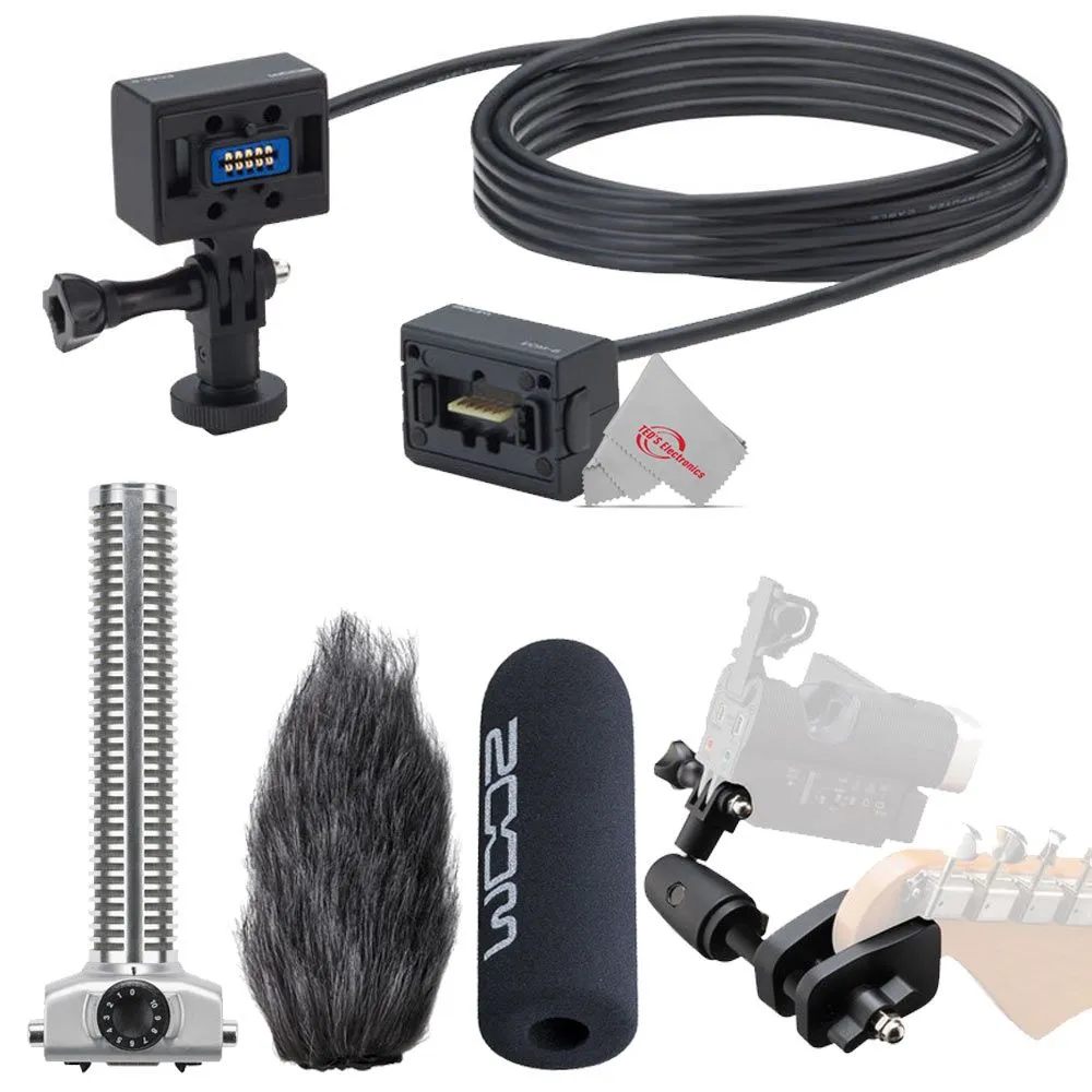 Zoom ECM-3 9.8' Extension Cable for Mic Capsule with Action Camera Mount     Zoom GHM-1 Guitar Headstock Mount   Zoom SGH-6 Shotgun Microphone Capsule    ZOOM WSS-6 Windscreen For SGH-6 and SSH-6 Shotgun Mic Capsules