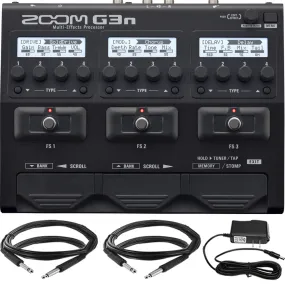 Zoom G3n Multi-Effects Pedal Processor For Electric Guitar   Pig Hog Cable & Connector